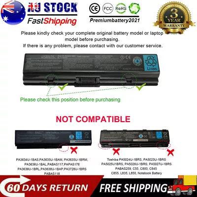 Laptop Battery For Toshiba Satellite PA3534U-1BRS A205 A305 A505 L305 L505D AU • $29.99