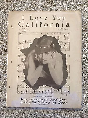 Super Rare Sheet Music I LOVE YOU CALIFORNIA • $174.30