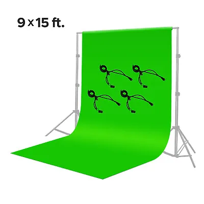 LS 9 X 15 Ft Green Muslin Photo Backdrop Chromakey Screen And Clip Holder Set • $30.81