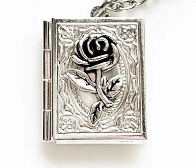 Silver Rose Vintage Book Locket Necklace • $14