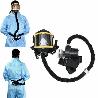 Electric Supplied Air Fed Flow System Device Full Face Gas Mask Flow Respirator • $219.98