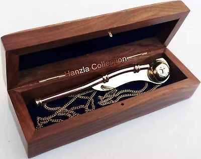 Nautical Maritime Brass/Copper Boatswain Whistle~Bosun Call Pipe~with Wood Box • $18.81