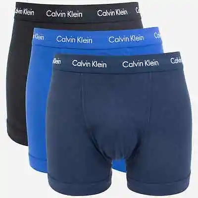 Calvin Klein Mens Boxers Trunks 3 Pack Black Blue Navy Classic Fit Ck S - Xl • £26.95
