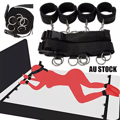 Bed Bondage Restraint Sex Handcuffs Ankle Wrist Cuff Harness Strap Adjustable SM • $12.89