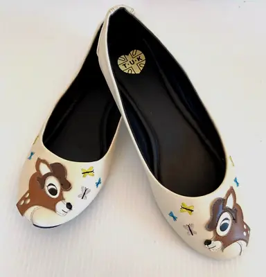 T.U.K. Woodland Deer Bambi Flats Shoes Butterflies Heart Soles Women's US Size 7 • $29.99