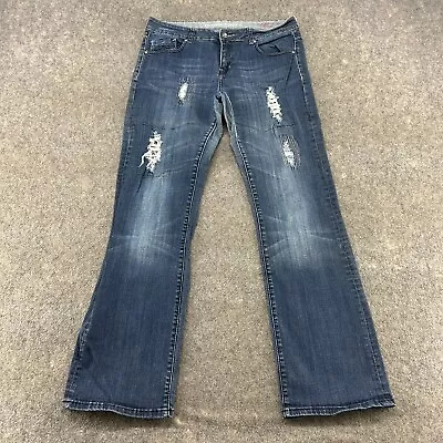 Cowgirl Tuff Jeans Womens 31x33 Diva Bootcut Distressed Blue Denim Dark Wash • $9.95