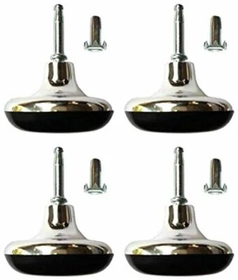8x Chrome Feet Bed Legs Glides Castor & Insert For Divan Base Sofa Chair Wheel • £4.45