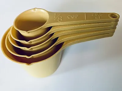 Set Of 5 Vintage FOLEY Plastic Measuring Cups Nesting Harvest Yellow Gold • $7.99