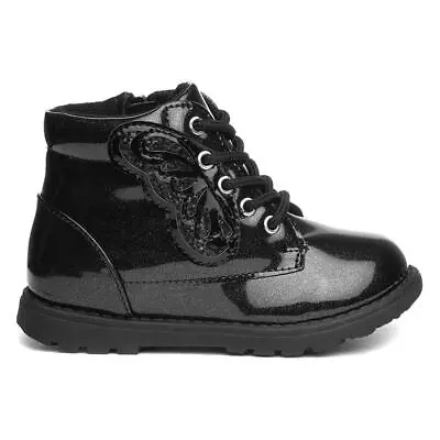 £19.99 • Buy Buckle My Shoe Girls Boot Black Lace Up Patent Butterfly Poleta