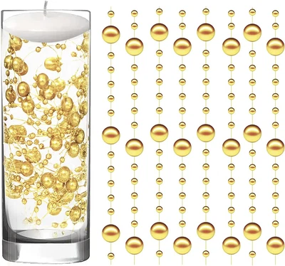 $22.57 • Buy 50 Pcs Artificia Pearl String For Floating Candles Vases Centerpieces, Gold Faux