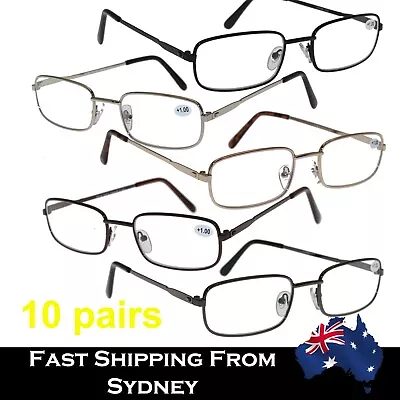 Cheap 10 Pairs Men Women Standard Metal Budget Reading Glasses Bulk Sale 1.0~3.5 • $64.99