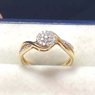 Genuine Real 10K Yellow Gold Women Ring Rings With Real Diamonds 15 P (EB) • $152.63
