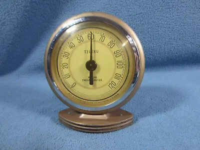 Vintage Deco Germanow-Simon Tel-Tru Chrome And Metal Thermometer Functions J • $44.97