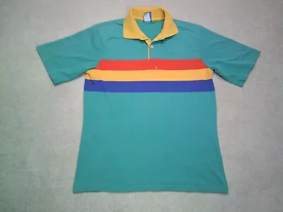 Vintage Ocean Pacific OP  Rainbow Polo Shirt Womens XL Extra Large Green 80s • $45.89