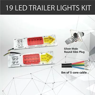 $32.63 • Buy Pair Of 19 LED TRAILER LIGHTS KIT - 1 X Trailer Plug, 1 X 8M 5 CORE CABLE, 12V