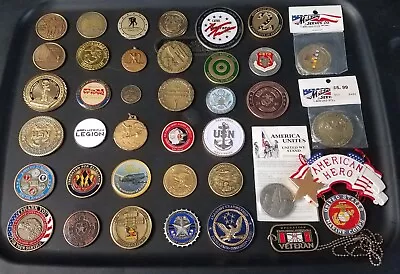 38 Coins Challenge Coin Lot Set Collection Military ALL SERVICES US See ALL Pics • $135