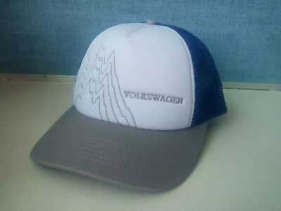 Vw Volkswagen Driver Gear Blue & White Embroidered Hat With Mountains Euc • $17.55