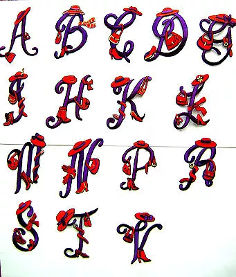 $4.99 • Buy Alphabet ~ Letter ~ Initials  Red Hat Lady Embroidered Iron On Applique / Patch 