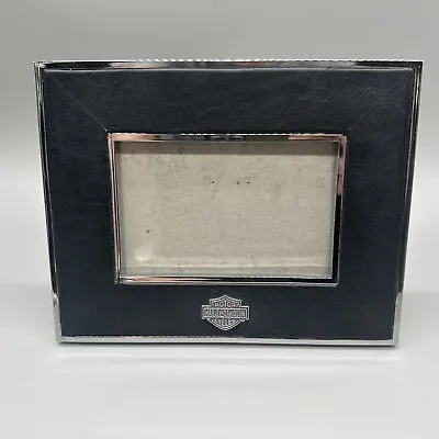 Harley Davidson Hallmark 4” X 6” Photo Frame Black Leather 9” X 7” Overall • $20