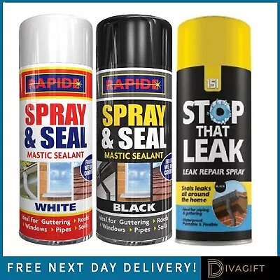 Stop Leak Spray Black White Waterproof Sealant Mastic Gutter Roof 300ml 400ml • £16.99