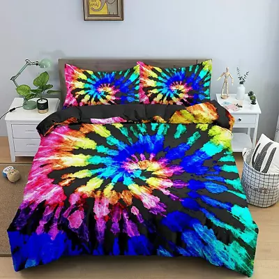 Tie Dye Rainbow Dandelion Doona Cover Single King Bedding Set Indian Quilt Cover • £15.47