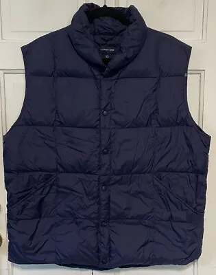 Lands' End Puffer Pillow Vest Men Goose Down Jacket Navy Blue Size LARGE 42-44 • $19.99