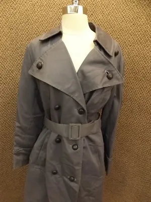 Retro Style Vtg 1960s Herman Kay Gray Cotton Belted Short Spy Trench Jacket Sz M • $49.99