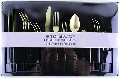 WDW Disney 20 Piece Flatware Set Forks Knives Spoons Gold Tone And Black Mickey • $86.43
