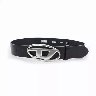 Diesel Logo Buckle Leather Belt 32 80Cm Black Men'S • $298.95