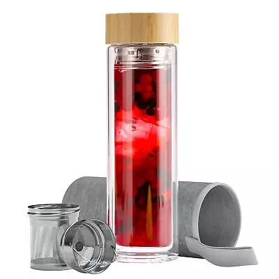 Teeflasche Made Of Glass With Strainer Stainless Teapot Tea To Go Bottle Thermal • $26.21