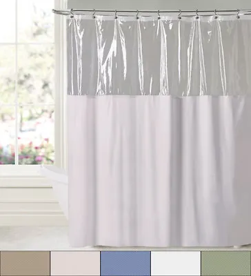 See Through Clear Top 10 Gauge Vinyl Bath Shower Curtain 72  X 72  • $21.59