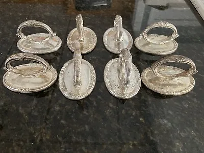 Ornate Silver Napkin Rings Vintage Footed Set Of 8 Traditional Elegant • $72.95