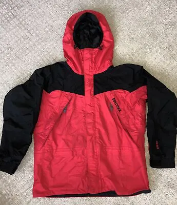 Marmot Gore Tex Mens Large Red Jacket With Hood Skiing Hiking Mountain Climbing • $39.99