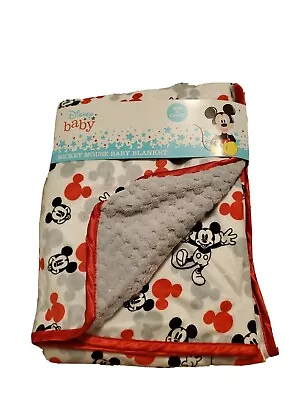 DISNEY BABY Mickey Mouse RED/GREY PRINT REVERSIBLE BABY BLANKET 40  X 30  • $28