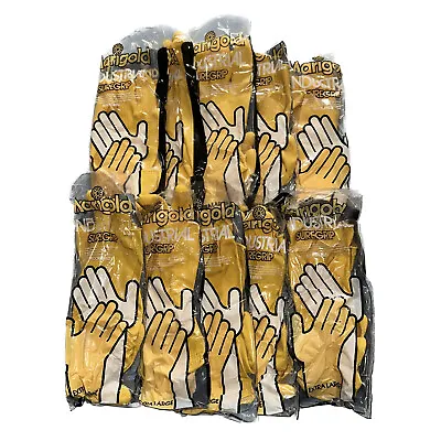 10 Pairs - Yellow Flock-lined Suregrip Marigold Industrial Gloves (extra Large) • £10