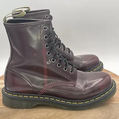 Dr Doc Martens Boots 24226 Vegan Cherry Red Oxford Lace Up Combat Womens Sz 9 US • $69