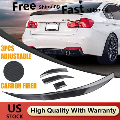 3x Adjustable Rear Trunk Spoiler Lip Roof Tail Wing Carbon Fiber For Car Sedan • $35.69