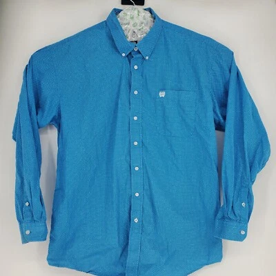 $19.95 • Buy Cinch Button Up Shirt Mens XXL Long Sleeve Adult 2XL Western Blue Polka Dot
