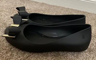 Mel Dreamed By Melissa Girls Space Love Ii Ballet Flats Bow Slip On Black SZ 12 • $20