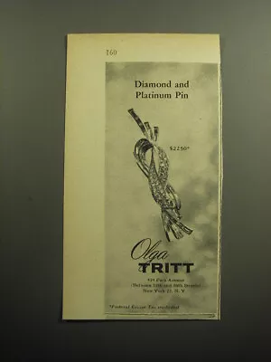 1958 Olga Tritt Jewelry Ad - Diamond And Platinum Pin • $19.99