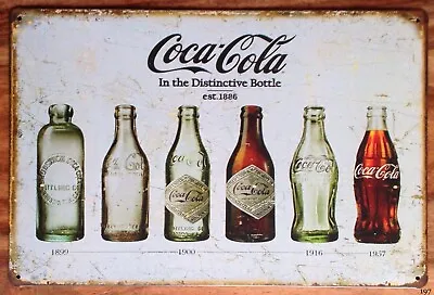 Coke SIGN METAL WALL PLAQUE Coca Cola Bottles Retro Poster Advert PUB BAR 30x20 • £6.95