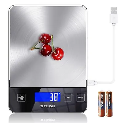 33lb Food Kitchen Digital Scale 304 Stainless Steel Rechargeable For Cooking US • $17.66