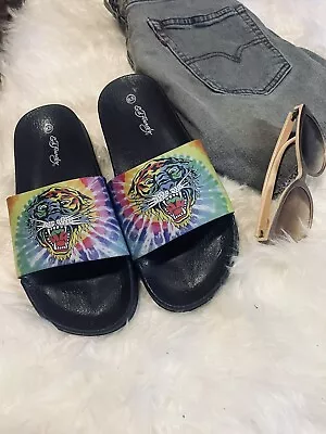 Ed Hardy Women's SZ 8.5 Tie Dye Tiger Slides • $24