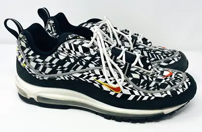 Nike Air Max 98 All Over Print AOP Black White Shoes Size 12 AQ4130-100 2018 • $69.99