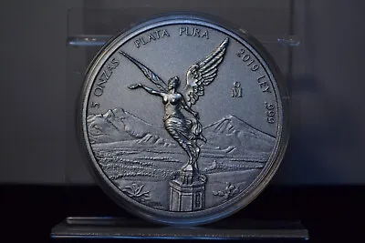 2019 5 Onza Mexico Libertad Antiqued Finished 5 Oz Silver .999 Fine Silver Coin • $1195