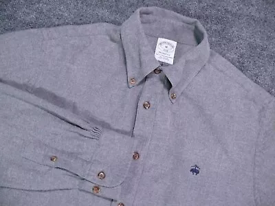 Brooks Brothers Flannel Shirt Mens Med Regent Fit Gray Button Down Soft Chamois • $19.99