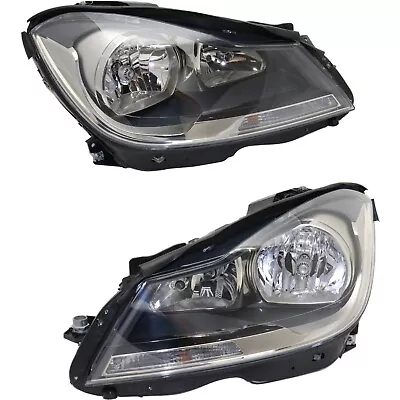 Headlight Set For 2012-2015 Mercedes Benz C250 Left And Right Black Housing CAPA • $266.87