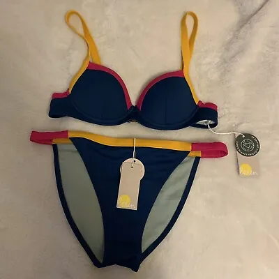 New Boden Ladies Colour Block Padded Underwired Bikini Swimwear Set 12 / 34A • £50