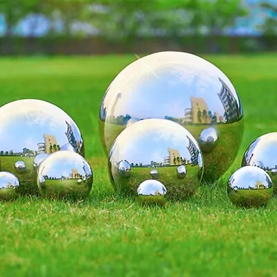 4-Sizes Mirror Garden Home Sphere Ornaments Gazing Hollow Ball Stainless Steel # • £3.14