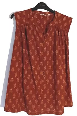 Fat Face Ladies Sleeveless Summer Cotton Top Rust Brown Excellent Condition • £6